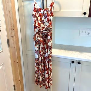 Free People Floral Jumpsuit with Buttons and Waist Tie